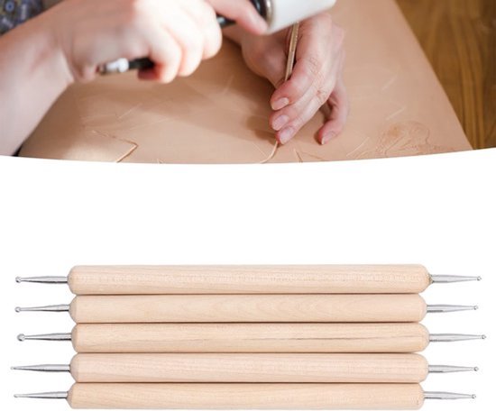 Stylus Set 5-delig - Roestvrij Staal - Beukenhandvat - Voor Overtrekken/Schilderen - Fijne Details - Lengte 130 mm - Rilpen — afbeelding 2