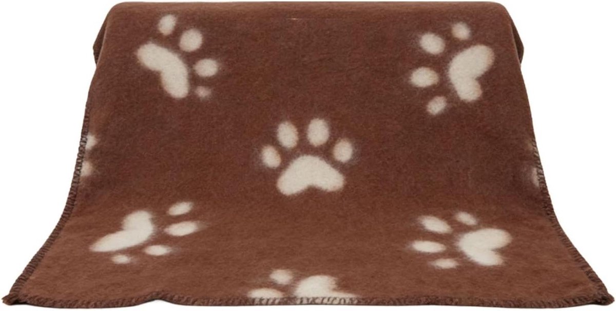 Huisdierdeken - Hondendeken Kattenkleed - Comfortabel Rusten - Dubbelzijdig Zacht Pluche - 70x90 cm - Koffie Pootafdruk