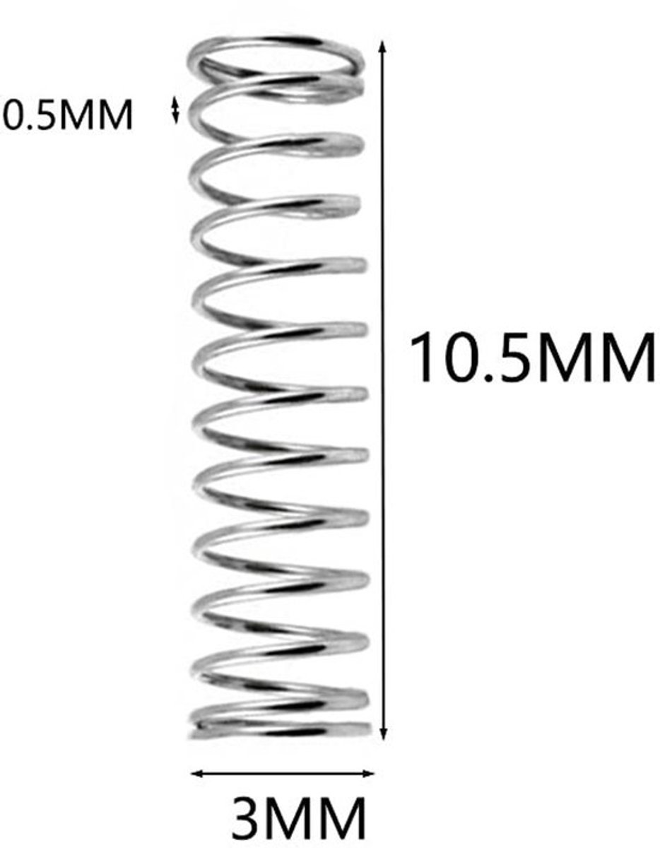 Trekveren 50 Stuks - Roestvrij Staal - Micro Kleine Drukveren - Draadmaat 0,5 mm - Gereedschap - Eenvoudig te gebruiken - Drukveer
