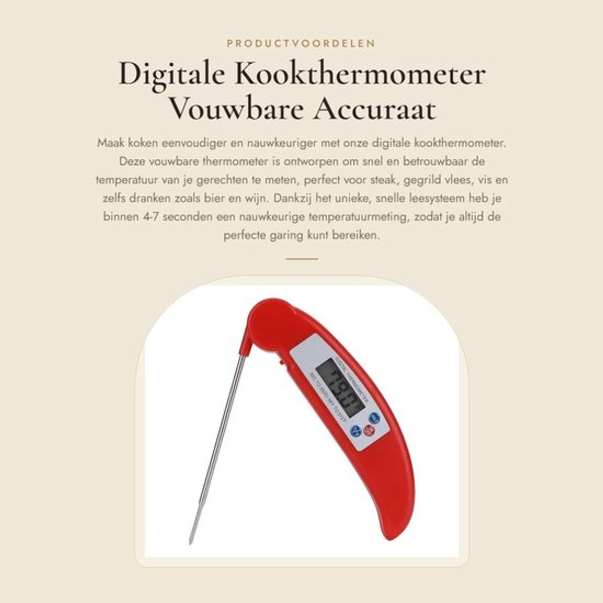 Kookthermometer - digitale thermometer voor voedsel - thermometer voor koken - vlees thermometer - hoge nauwkeurigheid LCD display