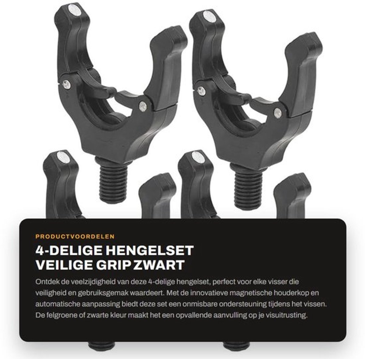 Hengelset 4-delig - Magnetische Houderkop - Verstelbare Grip - Staartsteunhouder - Gereedschapsaccessoires - Duurzaam en Veilig - Vishengel