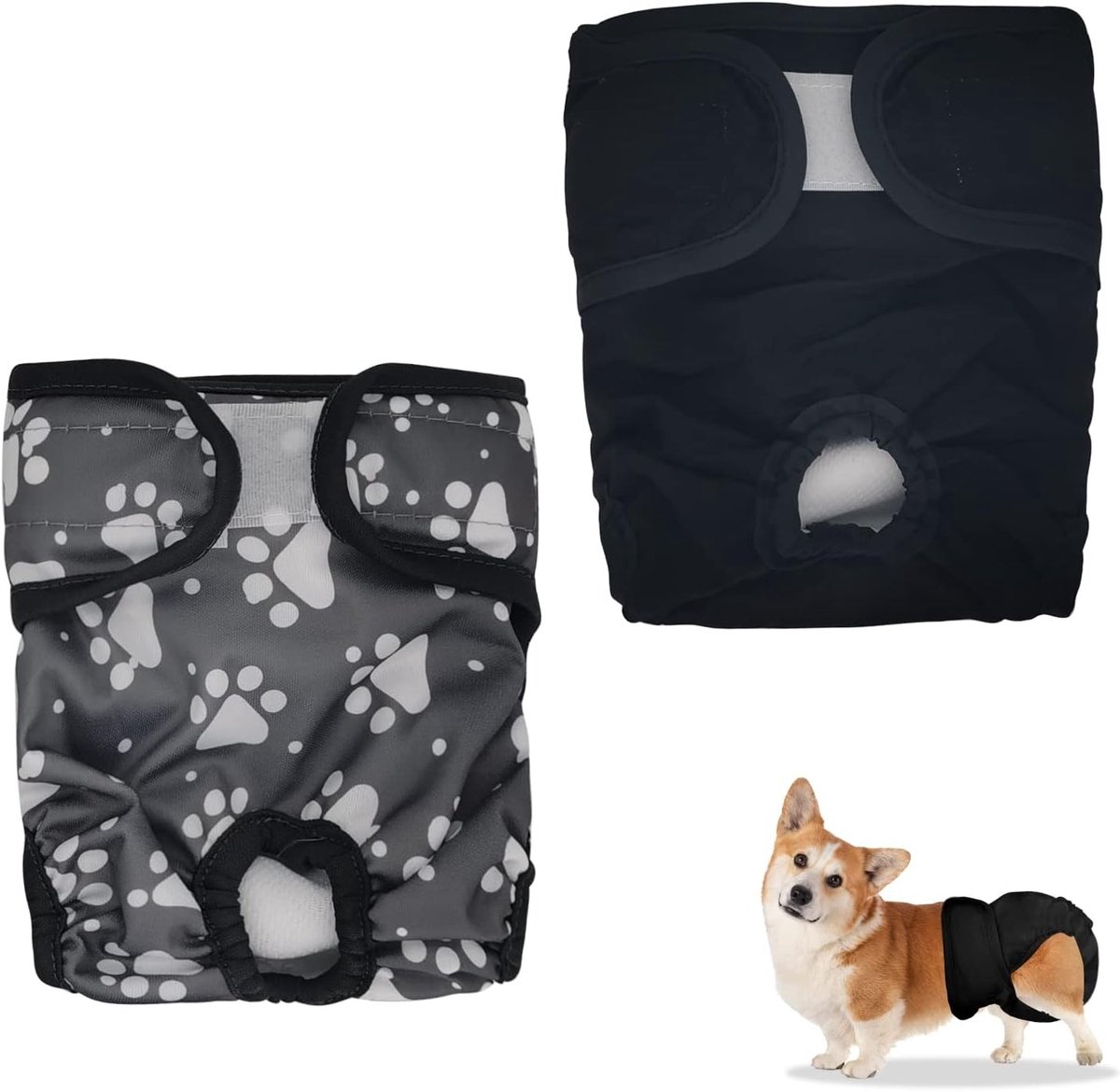 Andiker Dog Nappies, Reusable Dog Pants, High Absorbent, Adjustable Washable Protective Pants for Monthly Bleeding, Female Pets (Photo Printing, M)