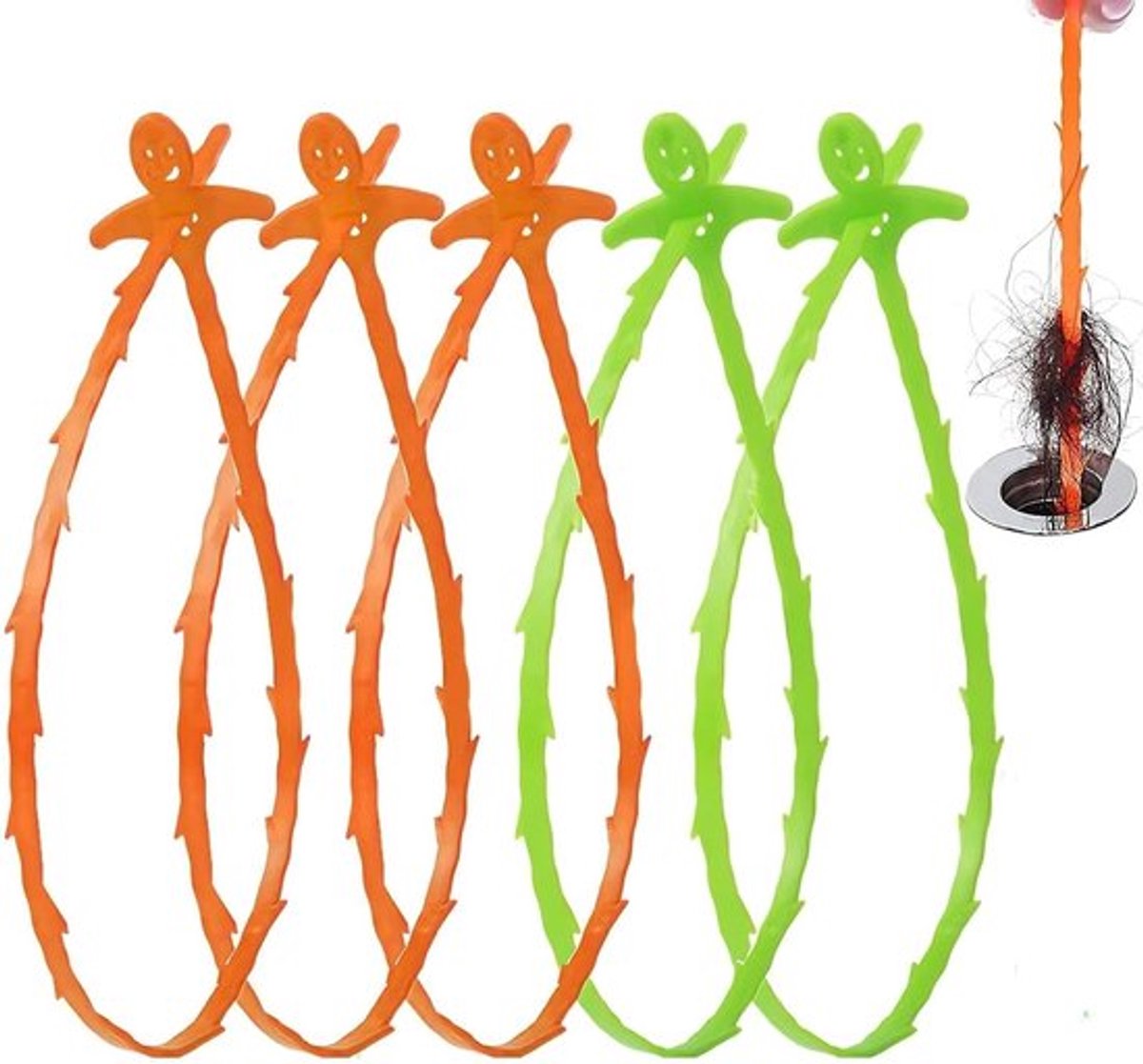 Set van 5 Herbruikbare Spiralen voor Afvoerreiniging van 50 cm - Effectieve Ontstopper voor Huishoudelijk Gebruik en Verstopte Afvoeren