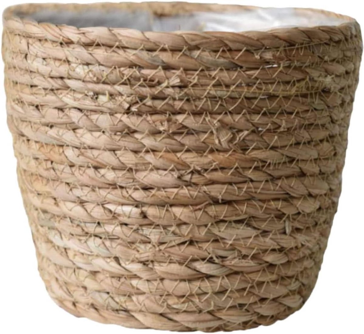 Plantenmand Zeegras - Bloempot Geweven - Decoratie Binnen - Handgeweven Design - 22x22x15CM - Lichtbruin