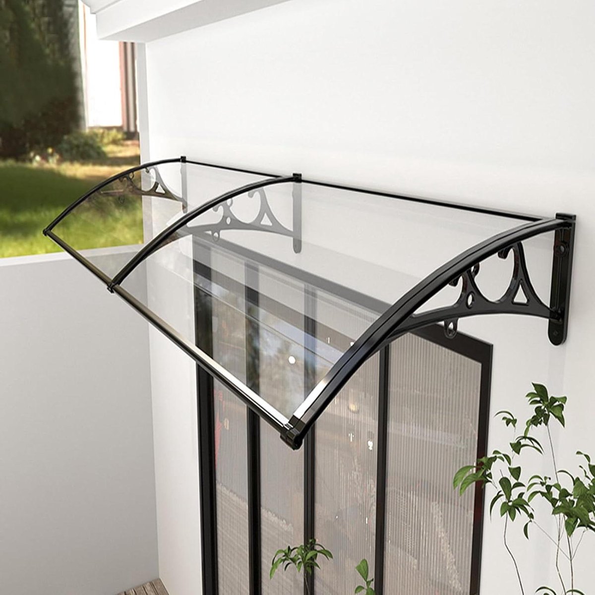 Regendak Deur - Luifel Buiten - Bescherming Huis - Onbreekbaar Polycarbonaat - 60x75 cm - Transparant Zwart