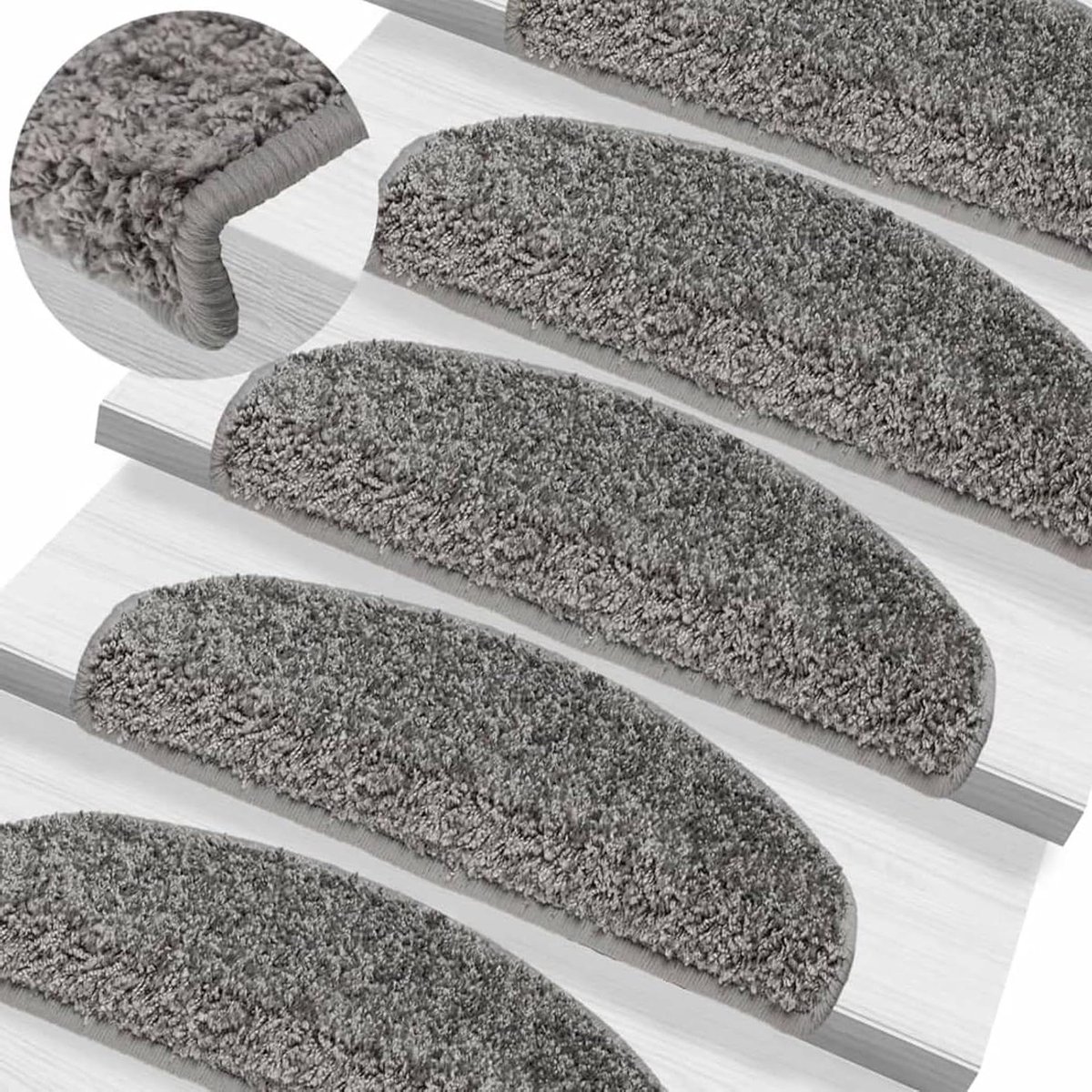 Trapmatten - Vloermatten Treden - Veilig Traplopen - Antislip en Geluiddempend - 65 x 21 cm - Grijs