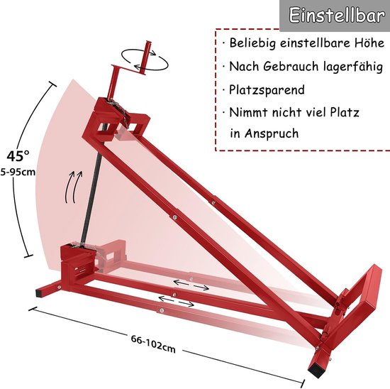 Grasmaaier Lift - Hefbrug Tractor - Onderhoud en Reiniging - 45 Graden Kantelbaar - Max 400 kg - Rood — afbeelding 4