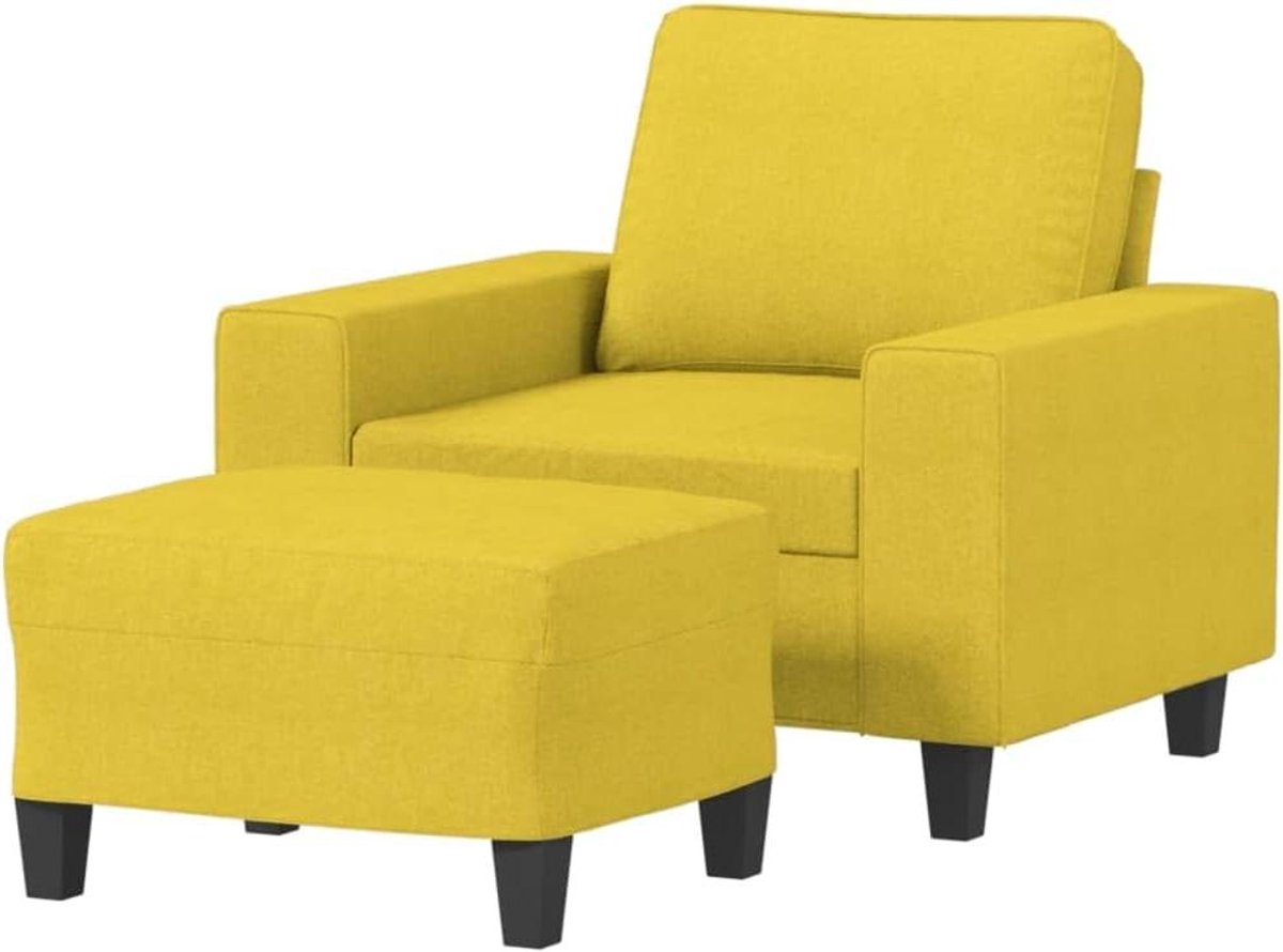 Fauteuil met voetenbank - Comfortabele stoel - Ontspannen thuis - Dikke vulling - 60 cm breed - Lichtgeel