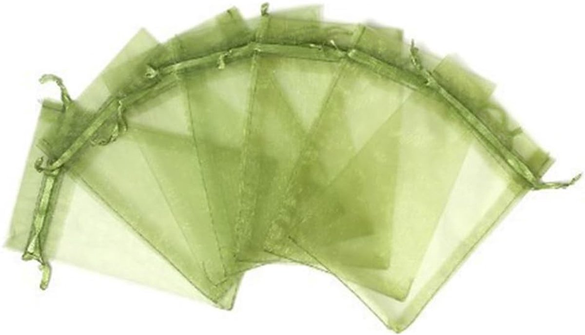 Set van 50 Druivenbeschermzakken met Trekkoord - Fruitbescherming, Tuinnet, Kersenbescherming - 30 x 40 cm, Army Groen