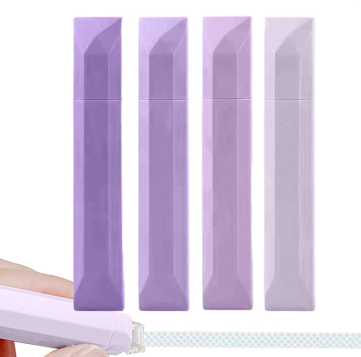 Plakboek Tape Roller - Lijmroller Handwerk Tape - Scrapbooking en Knutselen - Residuvrije Hechting - 4 stuks - Paars