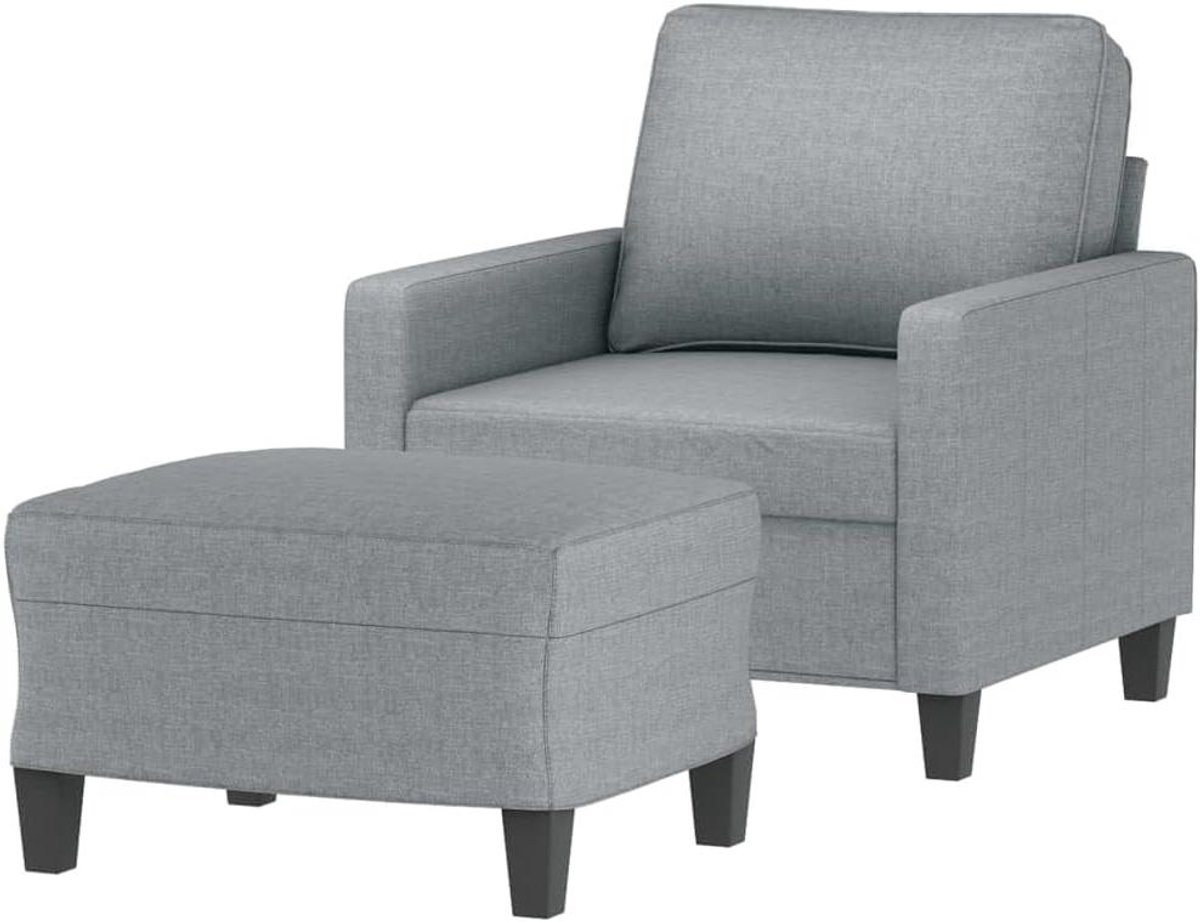 Fauteuil met voetenbank - Comfortabele stoel - Ontspannen in huis - Ademende duurzame stof - 60 cm breed - Lichtgrijs