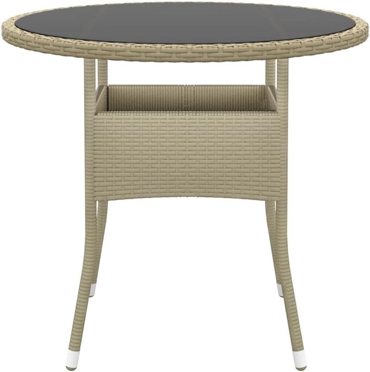 Tuintafel - Balkontafel buiten - Buiten eten - Gehard glasblad - 80x75 cm - Beige