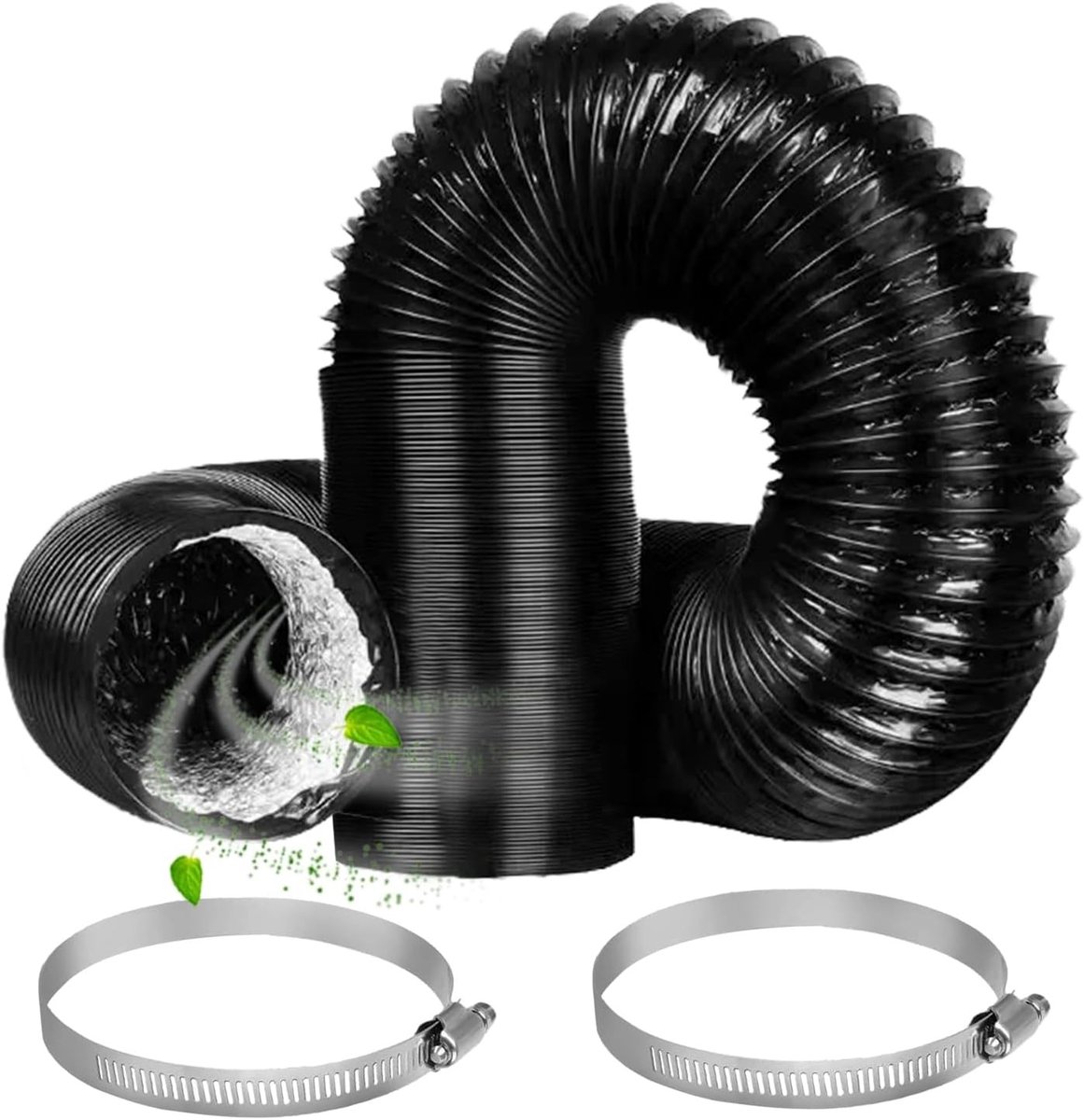 Afvoerslang airco - Zwart - 2 meter - Flexibele Aluminium PVC Ventilatieslang - Voor Airconditioning en Wasdroger