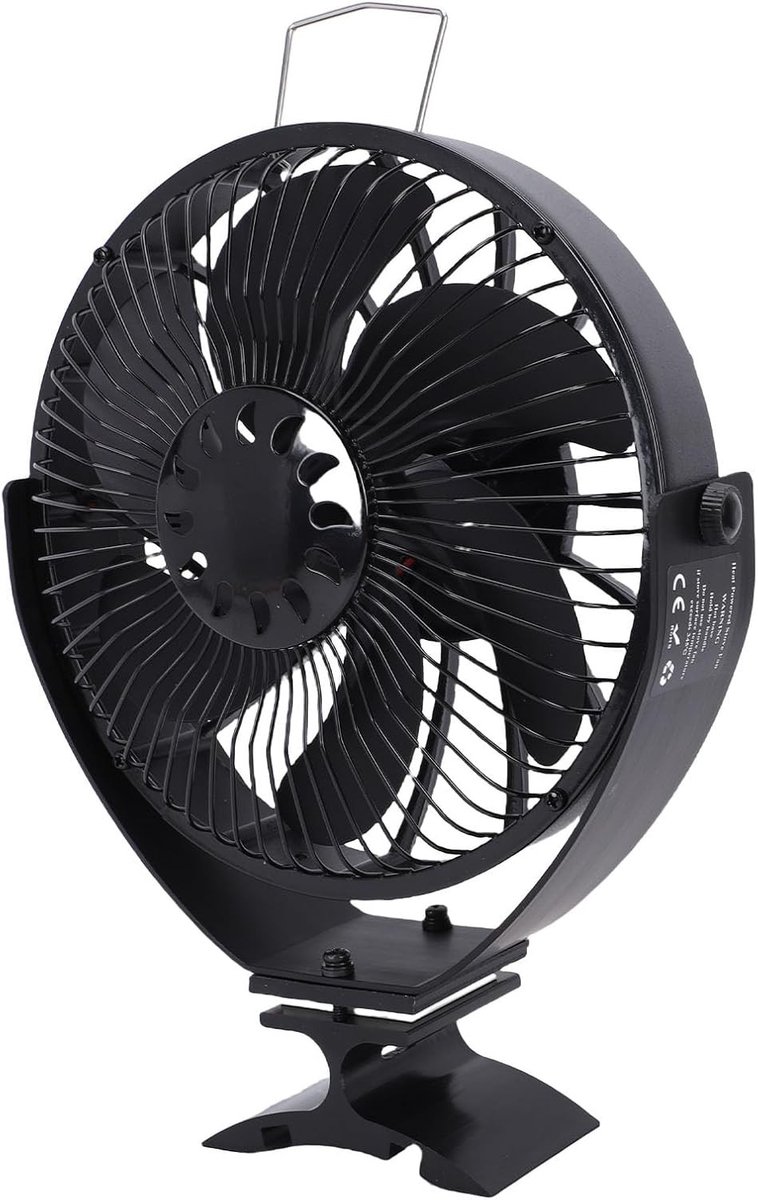 Kachelventilator op Warmtekracht met Verstelbare Hoek, Ideaal voor Houtkachels en Open Haarden, Aluminium Design voor Efficiënte Warmteverspreiding