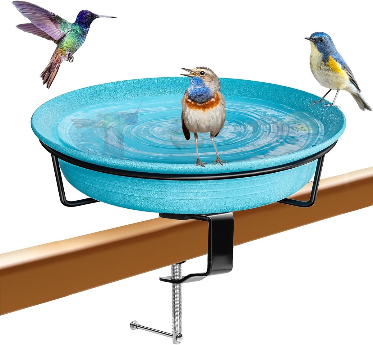 Buiten Vogelbad met Afneembare Onverwarmde Kom en Stevige Klem voor Tuin, Ideaal voor het Aantrekken van Vogels en Tuindecoratie