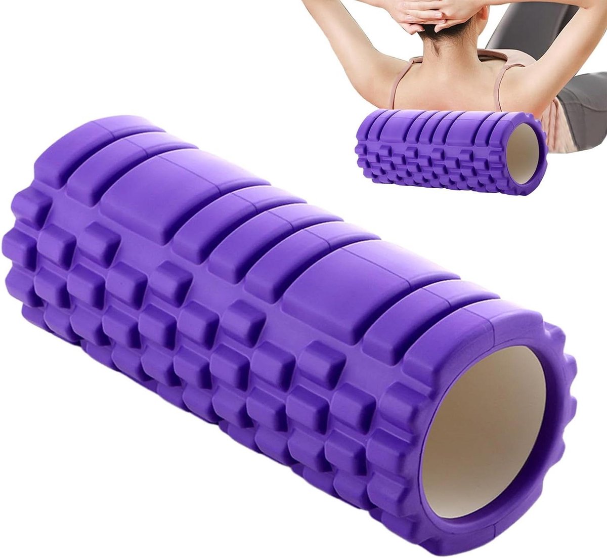 Schuimroller - Massage Tool Pilates Roller - Spierherstel - EVA Schuim Ontwerp - 33x14cm - Zwart