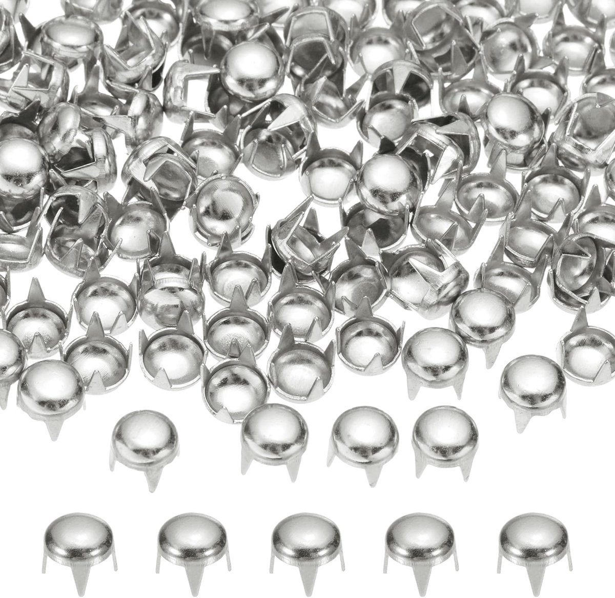 Ronde Dom Nieten Set - 180 Stuks in Zilver, 5mm