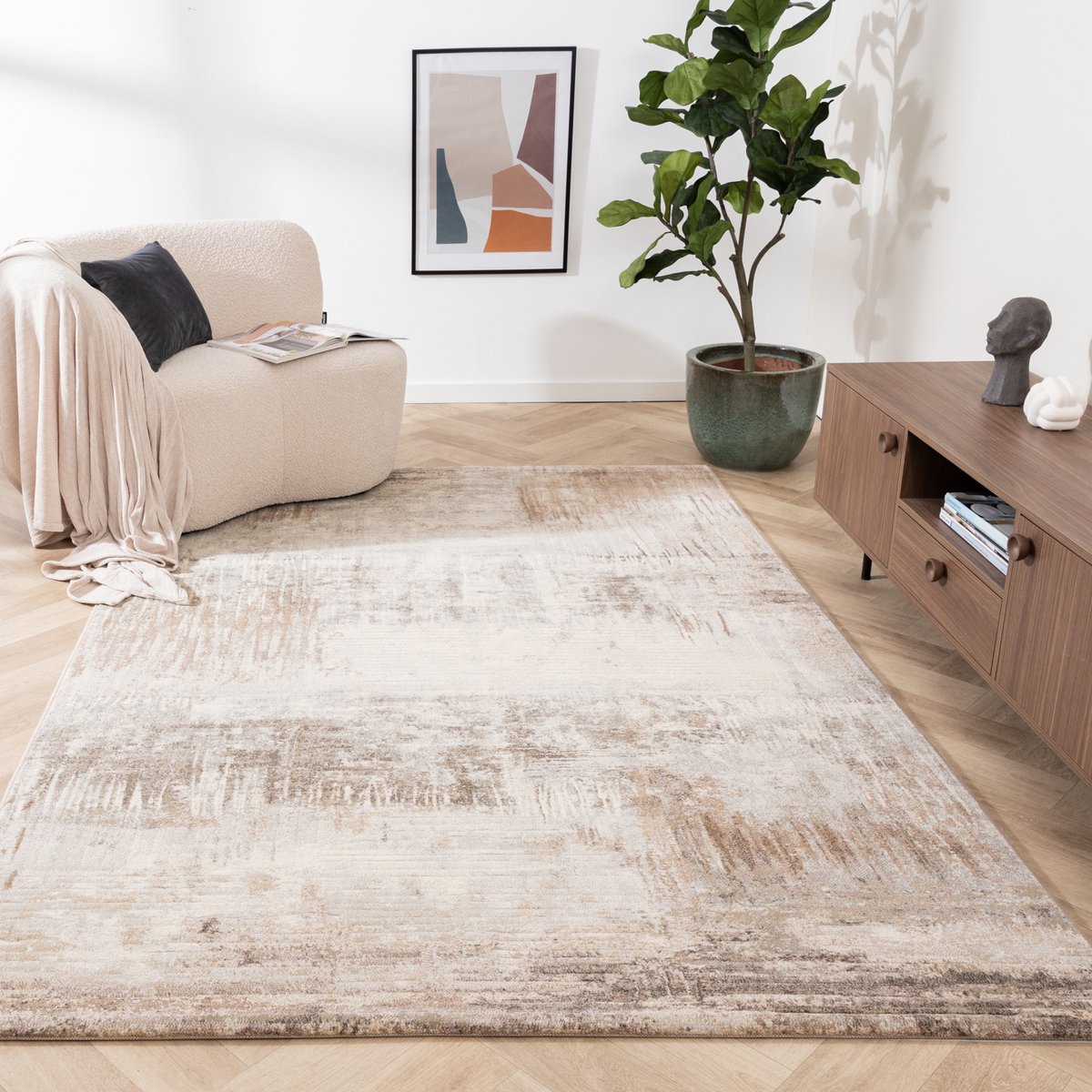 Studio Clarice Abstract vloerkleed - Xavier Scratch Taupe/Grijs - 160x230cm