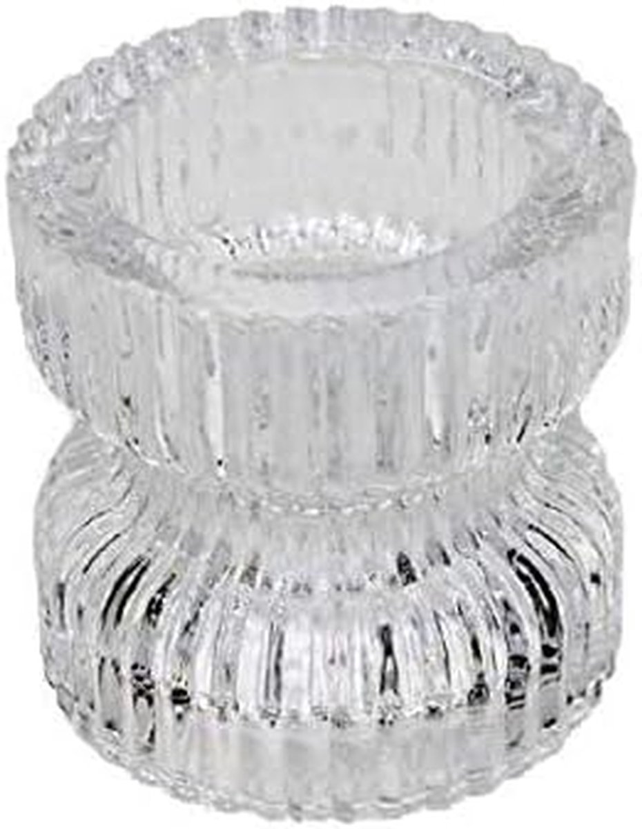 Kaarshouders - Waxinelichthouders Glas - Sfeer Creëren - Set van 6 - 65 x 65 mm - Transparant