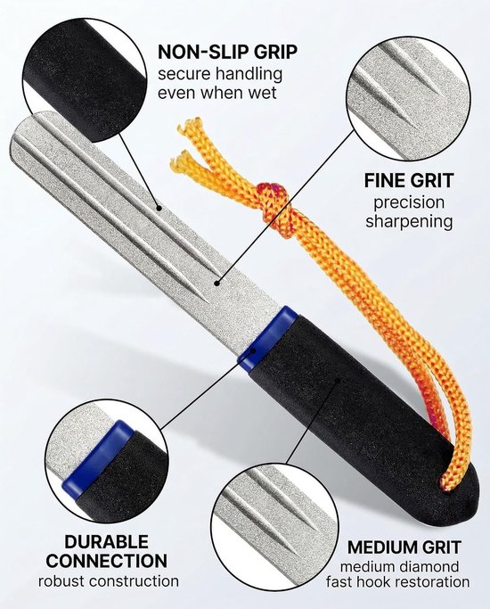 Praktische vishaak slijper voor scherpe haken, diamant slijpsteen en accessoires voor outdoor vissen — afbeelding 3