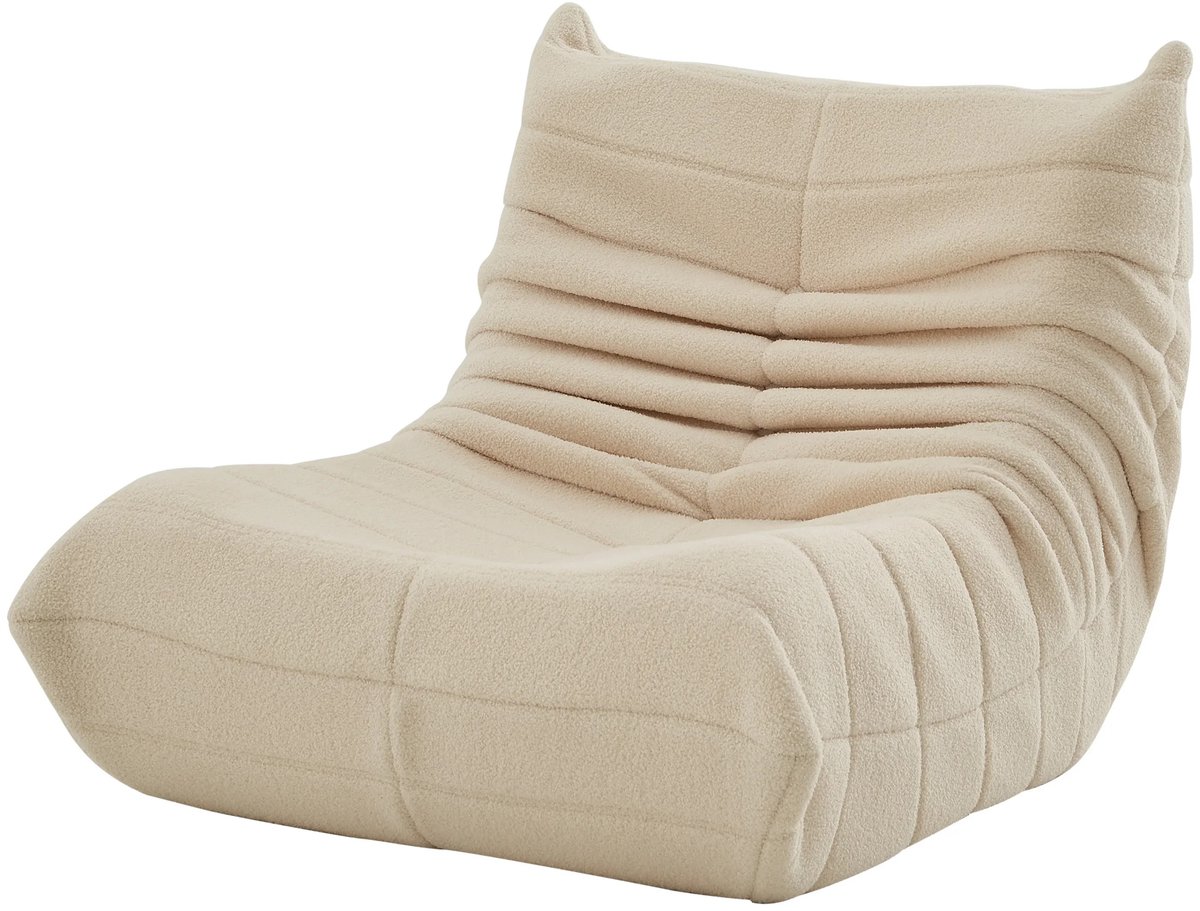 DayeLabel Zitzak Stoel - Relaxstoel - Relaxfauteul - Rugleuning - Bean Bag - Caterpillar stoel - Vloerbank - Woonkamer - Creme