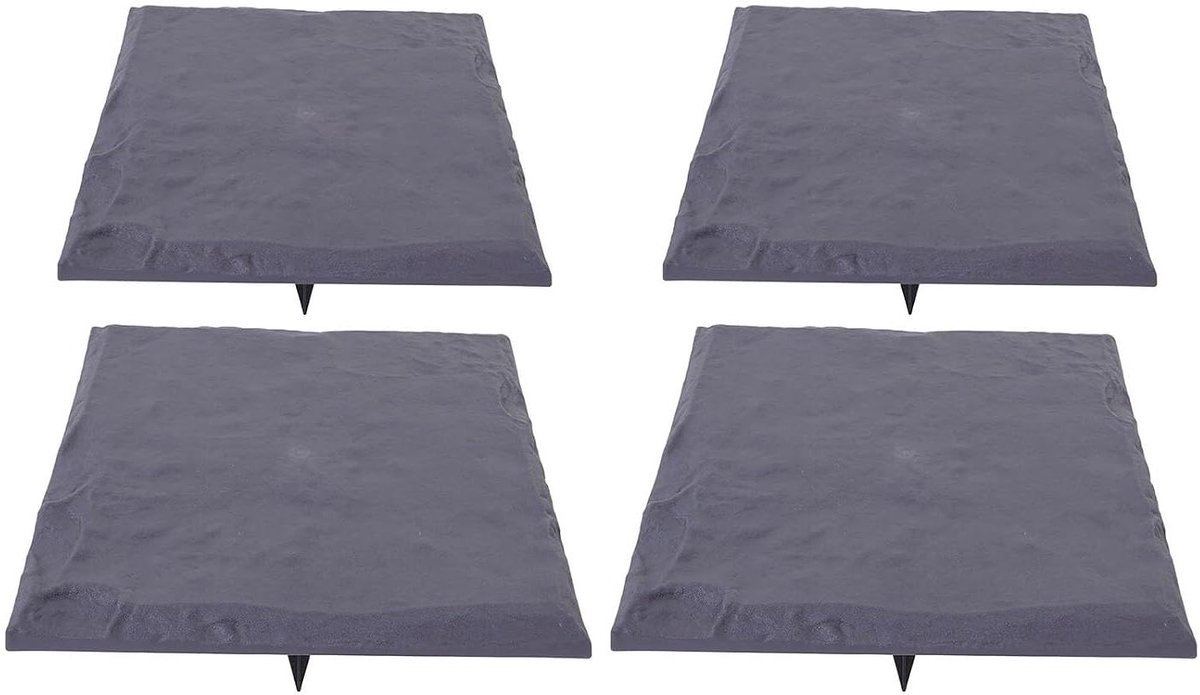 Stapstenen Kunststof - Tuinpad Stenen - Tuinpad Aanleggen - Weerbestendig met Grondpennen - 395x395x23 mm - Grijs