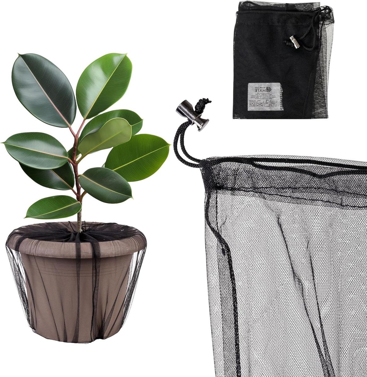 Kinderbeveiliging Kamerplanten - Plantbescherming Net - Babyveiligheid Thuis - Licht Lucht Waterdoorlatend - Tot Ø 30 cm - Zwart