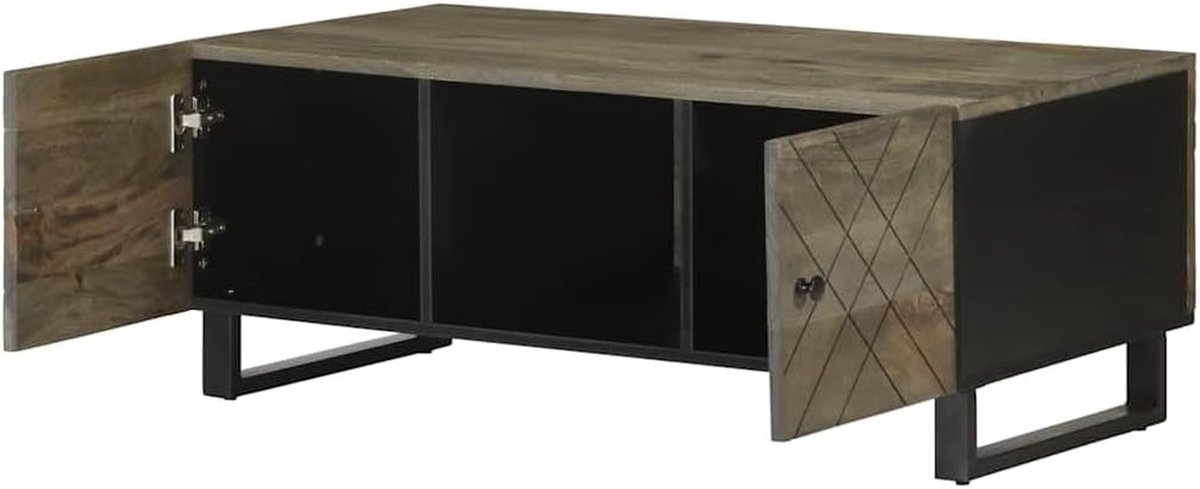 Salontafel Mangohout - Bijzettafel Hout - Woonkamer Inrichten - Unieke Houtnerf - 100 cm - Zwart
