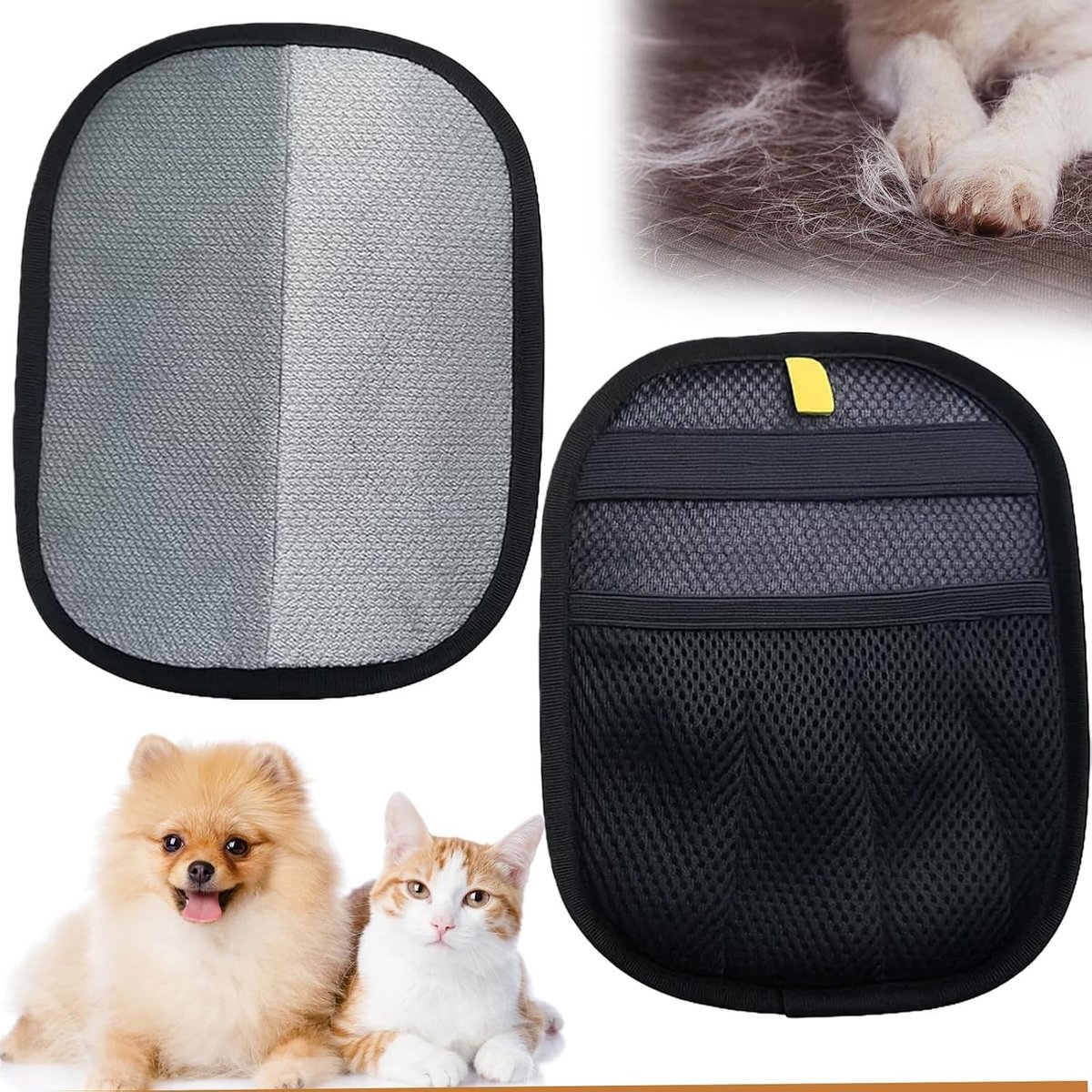 Dierenhaar Verwijderhandschoenen, 2 Stuks Vijfvingerige Elektrostatische Handschoenen voor Honden en Katten, Ideaal voor Meubels, Auto, Bank, Tapijt en Kleding