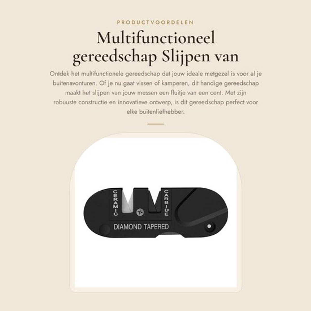 Multifunctioneel gereedschap - Slijpen van messen - Draagbaar en handig - Zwart - Perfect voor vissen en kamperen - Robuust en lichtgewicht