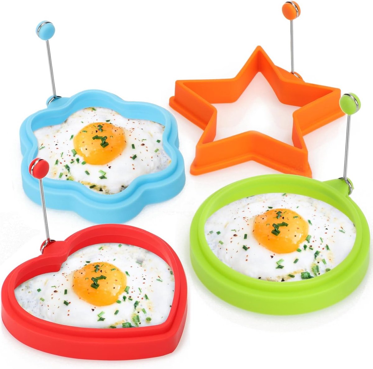 Omeletmaker - Kleurrijk - 4 Stuks - Siliconen Met Hittebestendige Handgreep - Voor Gebakken Eieren