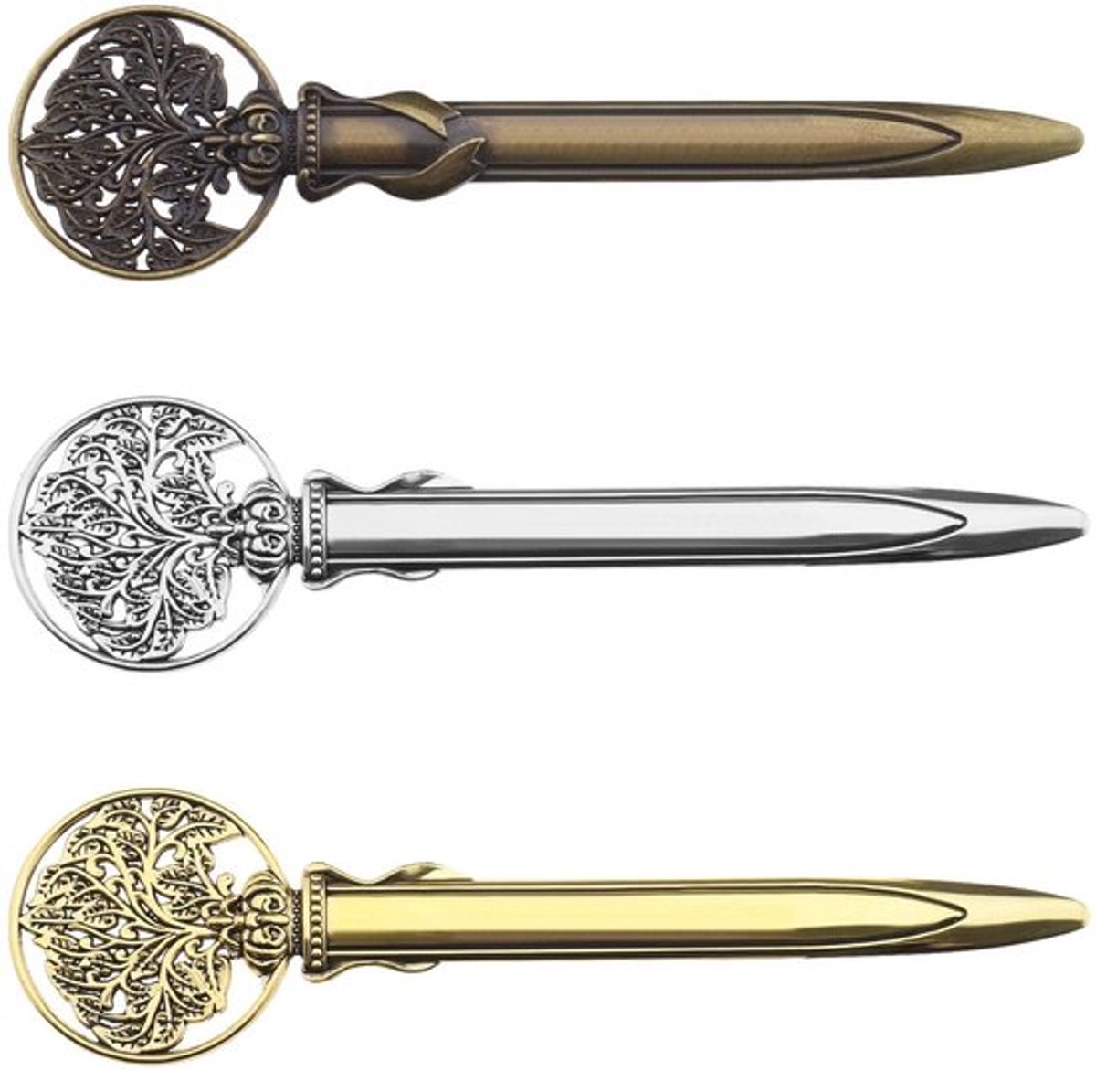 Briefopener 3 Stuks - Zinklegering - Envelopopener - Retro Levensboom - 12,8 cm - Geen Snijranden