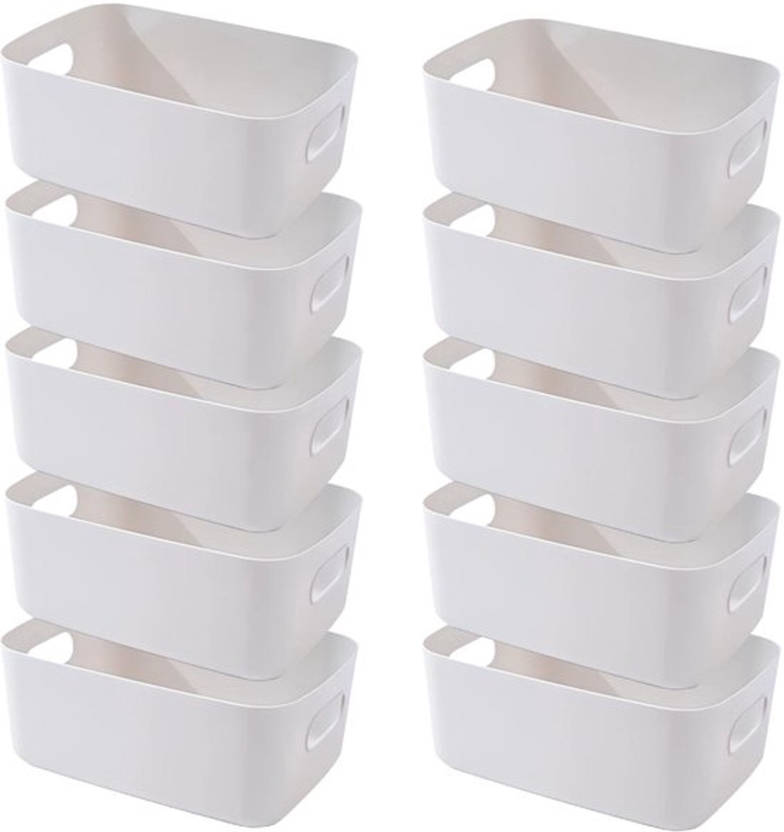 Opbergdoos Set van 10 Stuks - Plastic Opbergdoos 15×11×5 cm - Badkamer/Keuken/Slaapkamer - Duurzaam - Hoogwaardig Materiaal - Veel Opbergruimte - Opbergmand