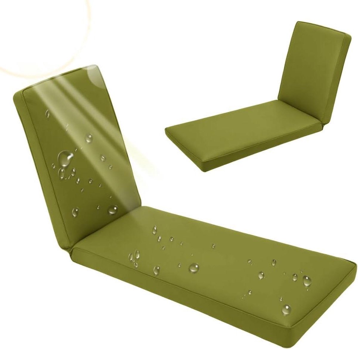 Ligstoelkussen - Zonnebankkussen Tuinkussen - Buiten Ontspannen - Waterdicht en Onderhoudsvriendelijk - 203 x 66 x 10 cm - Groen