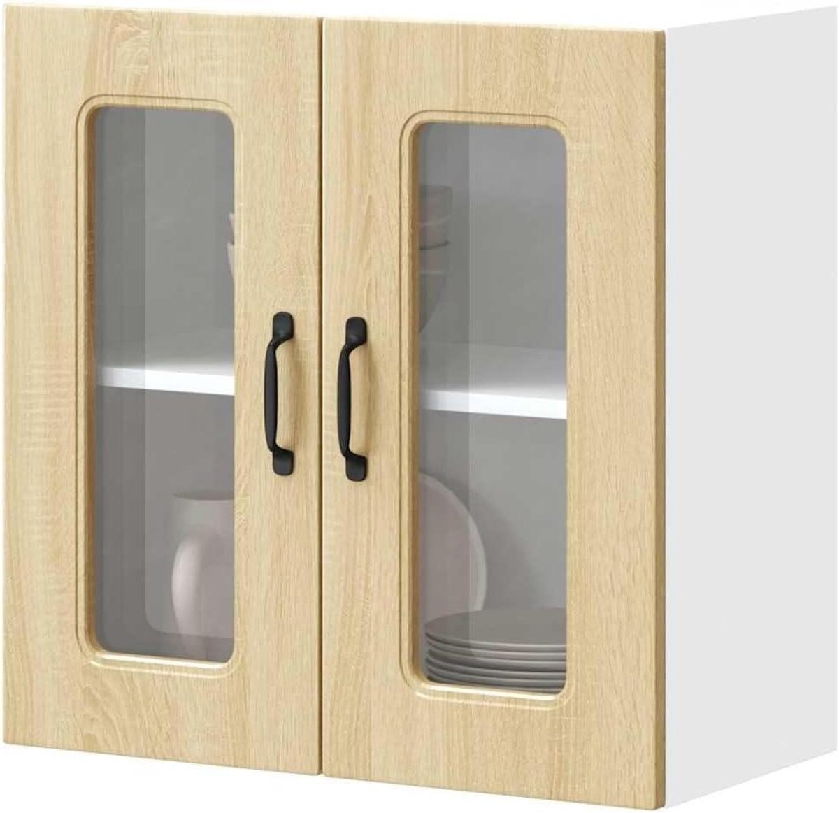 Keukenhangkast met glazen deur - Wandkast Keuken - Keuken opbergen - Glazen deuren voor overzicht