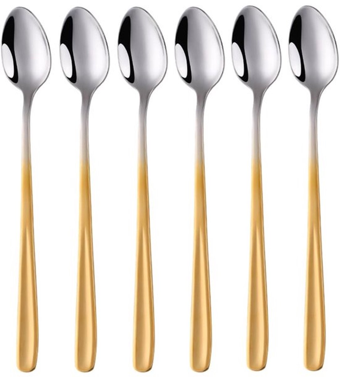 Koffielepel 20 cm - Roestvrij Staal - Set van 6 - Ergonomisch Ontwerp - Vaatwasmachinebestendig - Voor Cappuccino/Yoghurt - Lepel