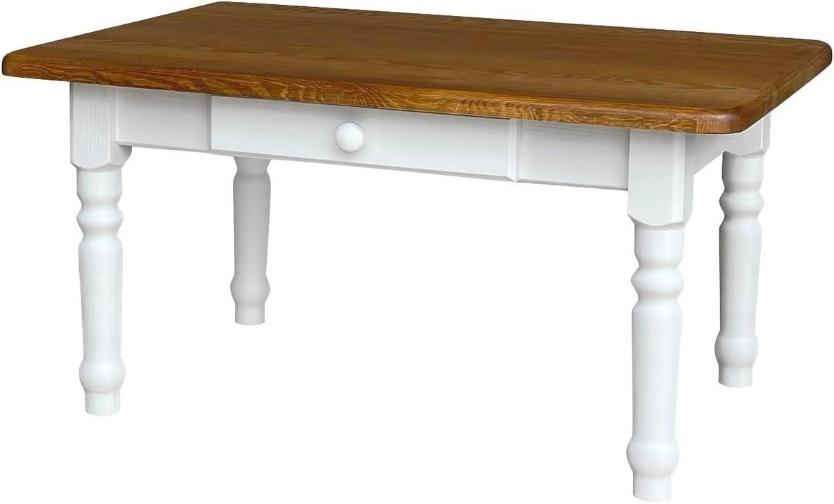 Eettafel Salontafel - Houten Tafel - Woonkamer Gebruik - Handgemaakt Massief Hout - 50x80cm - Wit Eiken