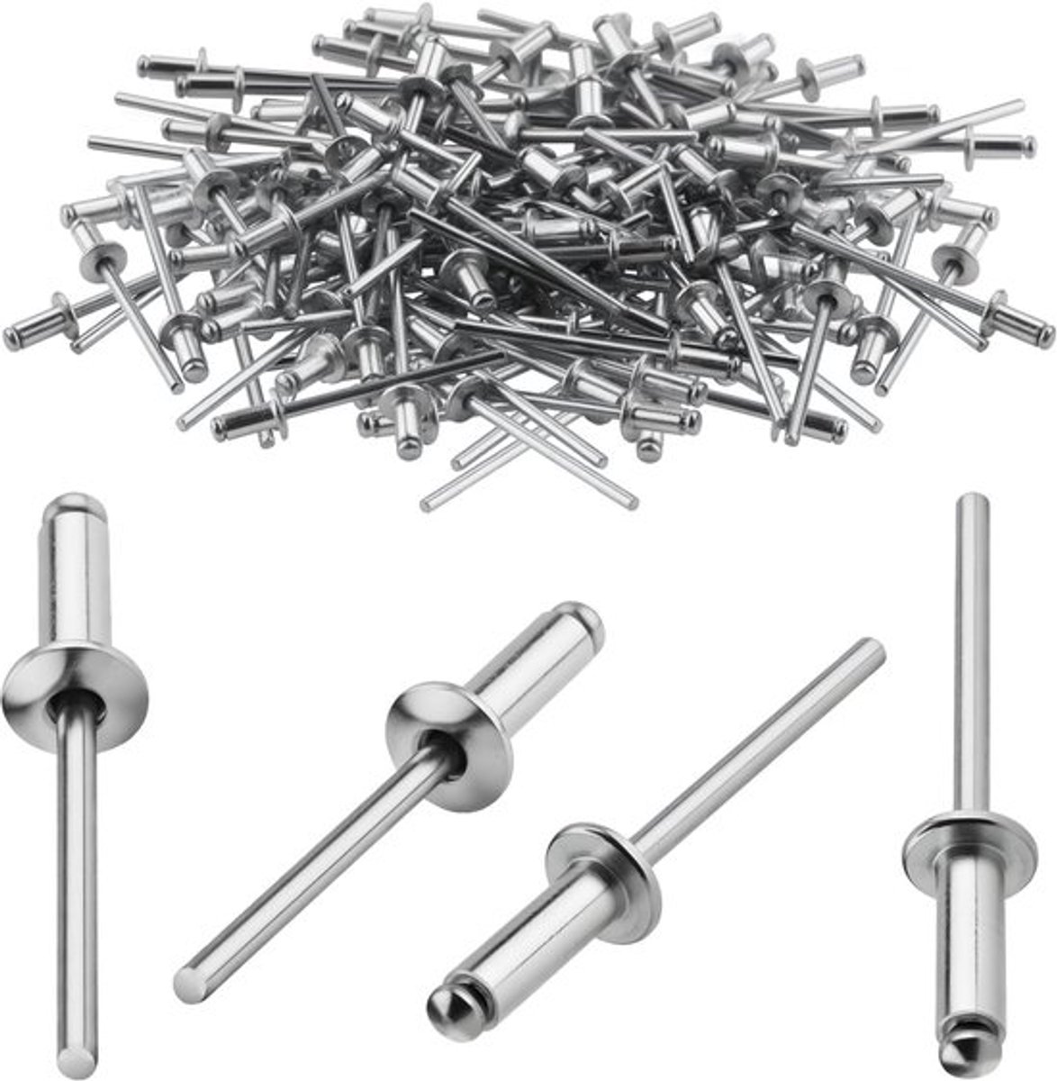120 stuks 6,4 mm x 12 mm zwarte klinknagels, aluminium klinknagels, popklinknagels, blindklinknagels, blindklinknagels, set voor gebouwen meubels