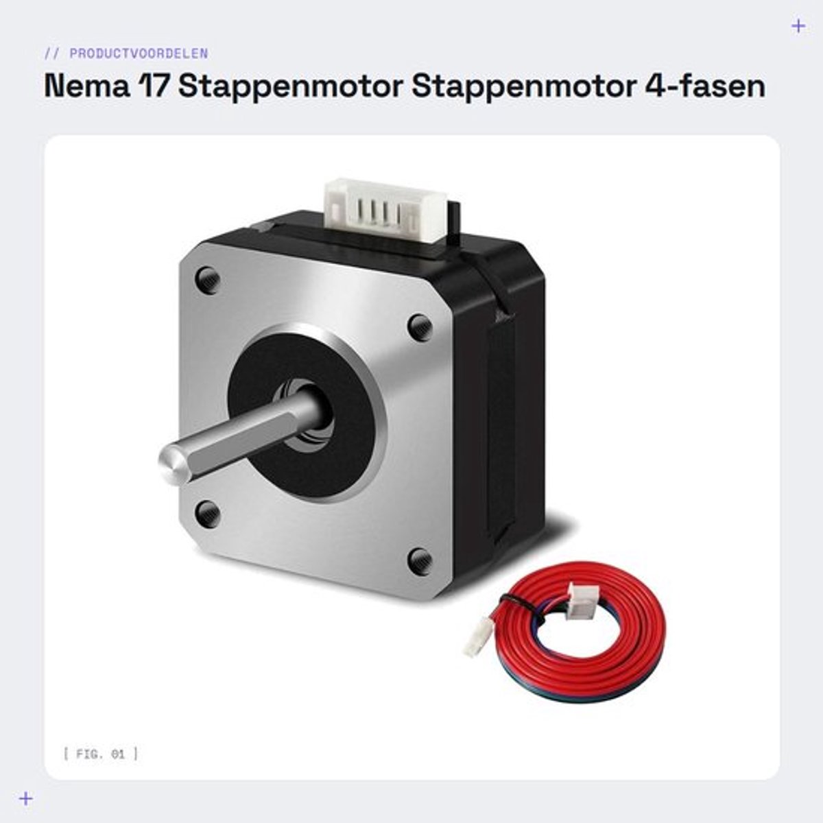 Nema 17 Stappenmotor - Stappenmotor 4-fasen - Hoog koppel - 42 x 23 mm - Voor 3D printer - Inclusief verlengkabel