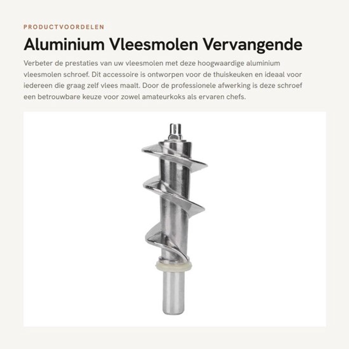 Vleesmolen Professioneel - Aluminium Accessoire - Vervangende Schroef - Eenvoudige Installatie - Duurzaam - Verbeterde Prestaties - Vleesmachine
