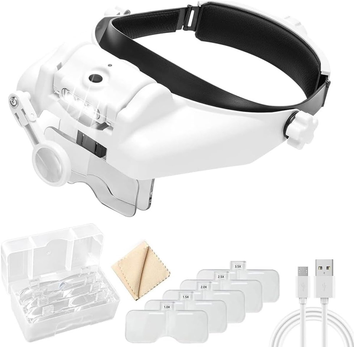 Vergrootglas met licht - Zwart - Hoofdbandvergrootglas met USB-oplaadbare functie - Voor Hobbymatig en Professioneel Gebruik
