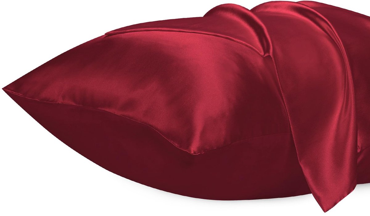 2er Set Satin Kussenhoezen 30x50cm, Weinrood, Oeko-TEX gecertificeerd