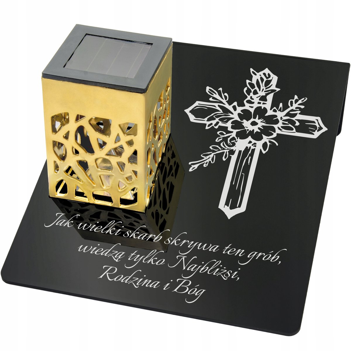 Zonne-graflicht met LED, decoratieve grafsteen, grote eeuwige graflamp