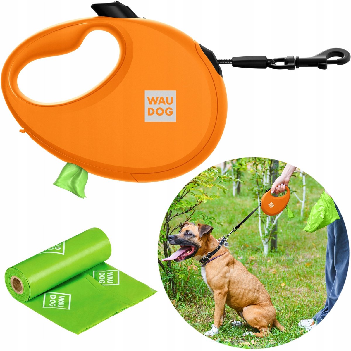 Automatische Hondenriem WAUDOG R-leash S (tot 12kg) met Poepzakjesdispenser