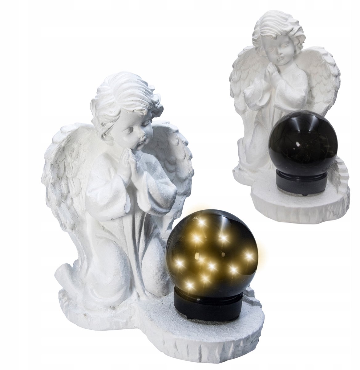 Gipsen Engel Grafdecoratie met Zonne-energie LED Lamp