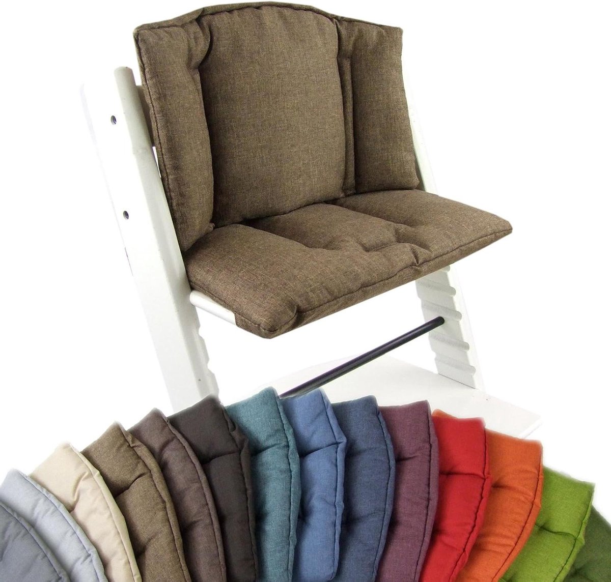 Zitkussenset Kinderstoel - Vervangingskussen Kinderstoel - Comfortabel Zitten - Waterafstotend Materiaal - 26 x 26 x 26 cm - Bruin