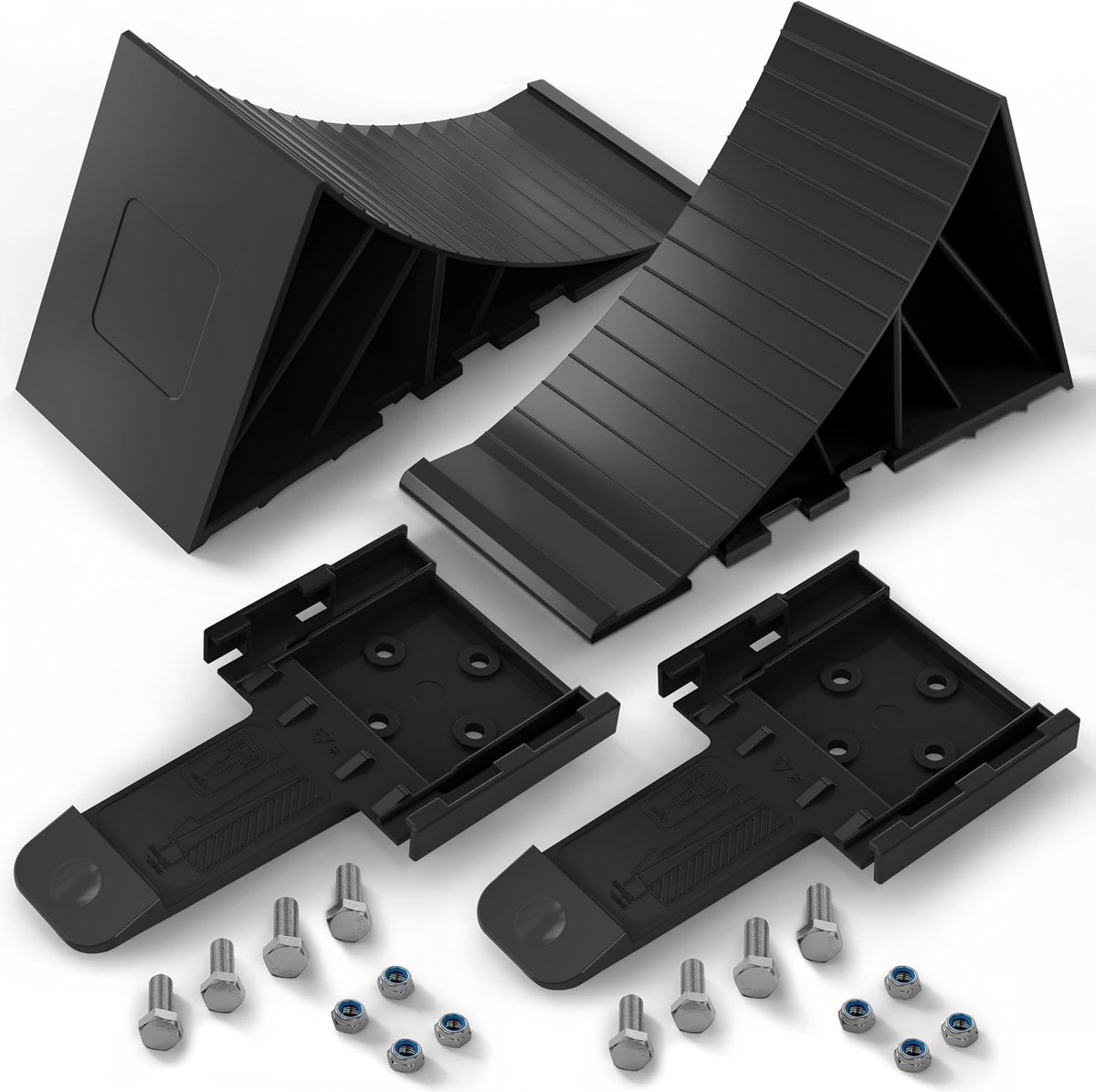 Onderkeggen Set van 2 - Inclusief Houder en Montagemateriaal - Voor Aanhangers en Campers - Tot 1600 kg Asbelasting