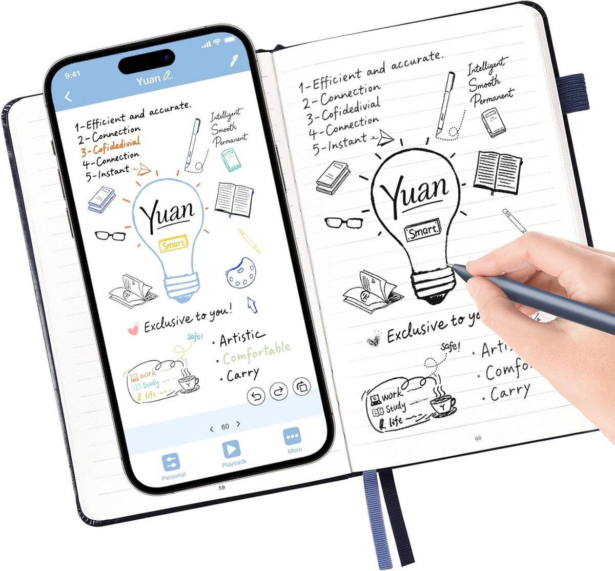Digitaal notitieblok - Zwart - 94 pagina’s - Slim Notitieboek met Pen en Realtime Synchronisatie - Voor Notities en Tekenen