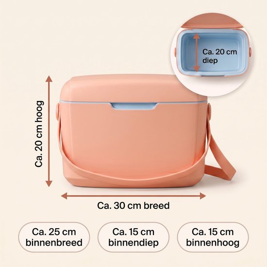 Cheqo® Koelbox - Kleine Koelbox 6 Liter - Koeltas - Draagbare Koelbox met Schouderband en Verstelbare Draagriem - Koelbox zonder Stroom - voor Picknick - Strand - Camping - Auto en Festival - Isolerende Lunchbox Koeler - Roze Koelboxje van Cheqo — afbeelding 2
