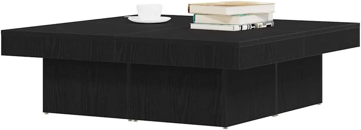Koffietafel Zwart Eiken - Salontafel Rechthoekig - Woonkamer Gebruik - Mat Zwart Eiken Afwerking